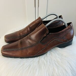 Kenneth Cole Reaction Private Pre-View Brown Leather Slip On Loafers Shoes 10M
